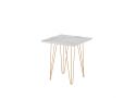 Bendigo Small Side Table with Wooden Top White Stone Effect and Chrome Legs - Floor Stock